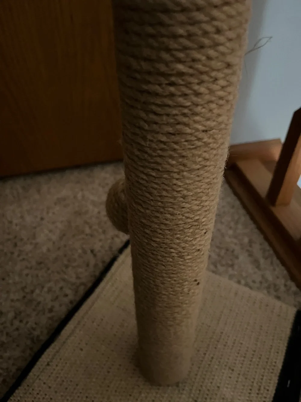 Beige Sisal Cat Scratching Post with Hanging Ball